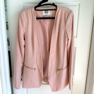 Soft Pink Blazer with Gold Embellishments